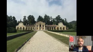 video still of Xavier Salomon and building