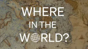 text reads where in the world? over muted map