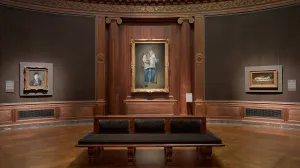 photo of Oval Room of the Frick Collection with three Manet paintings