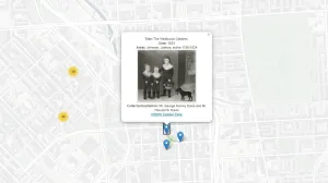 Detail of a map pinpointing the location of Joshua Johnson’s painting “The Westwood Children."