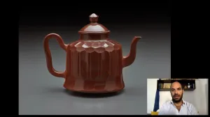 video still of Xavier Salomon and porcelain teapot