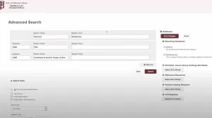 A screenshot of library advanced search page