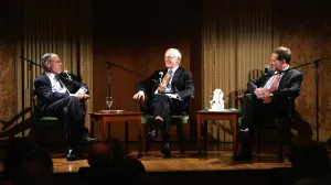 Philippe de Montebello, Jonathan Ruffer, and Ian Wardopper in the Music Room of the Frick Collection