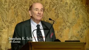 photo of Stephen K. Scher giving lecture at Frick Collection