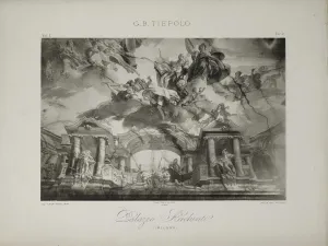 Photograph of a fresco depicting allegorical figures.