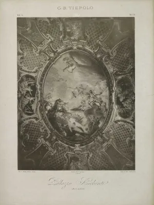 Photograph of a frescoed ceiling.