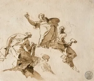 Drawing of allegorical figures.