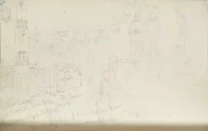 sketch of architectural details and figures 