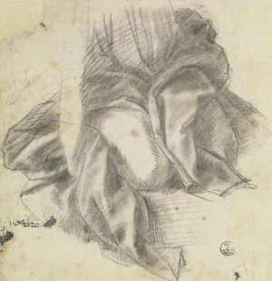 Drawing of drapery on a kneeling figure