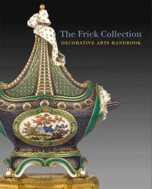 book cover depicting Sèvres vase in the form of a ship with colorful imagery and exotic birds , rear book cover depicting enamel with detail of standing man