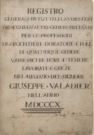 title page of an early 19th century manuscript with title inscribed in black ink