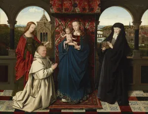 a painting of the Virgin and Child with St. Barbara, St. Elizabeth, and Jan Vos,