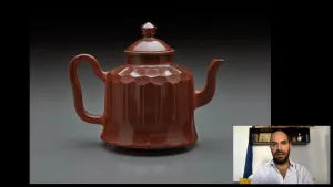 video still of Xavier Salomon and porcelain teapot