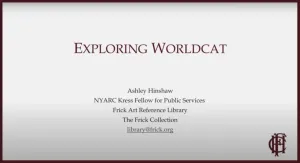 Exploriging WorldCat video still from webinar