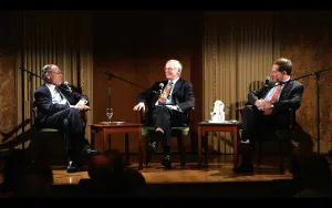 Philippe de Montebello, Jonathan Ruffer, and Ian Wardopper in the Music Room of the Frick Collection